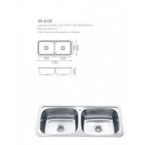 ECT Lavassa laundry tub 2*45l 1160*500*240mm With by pass kit 